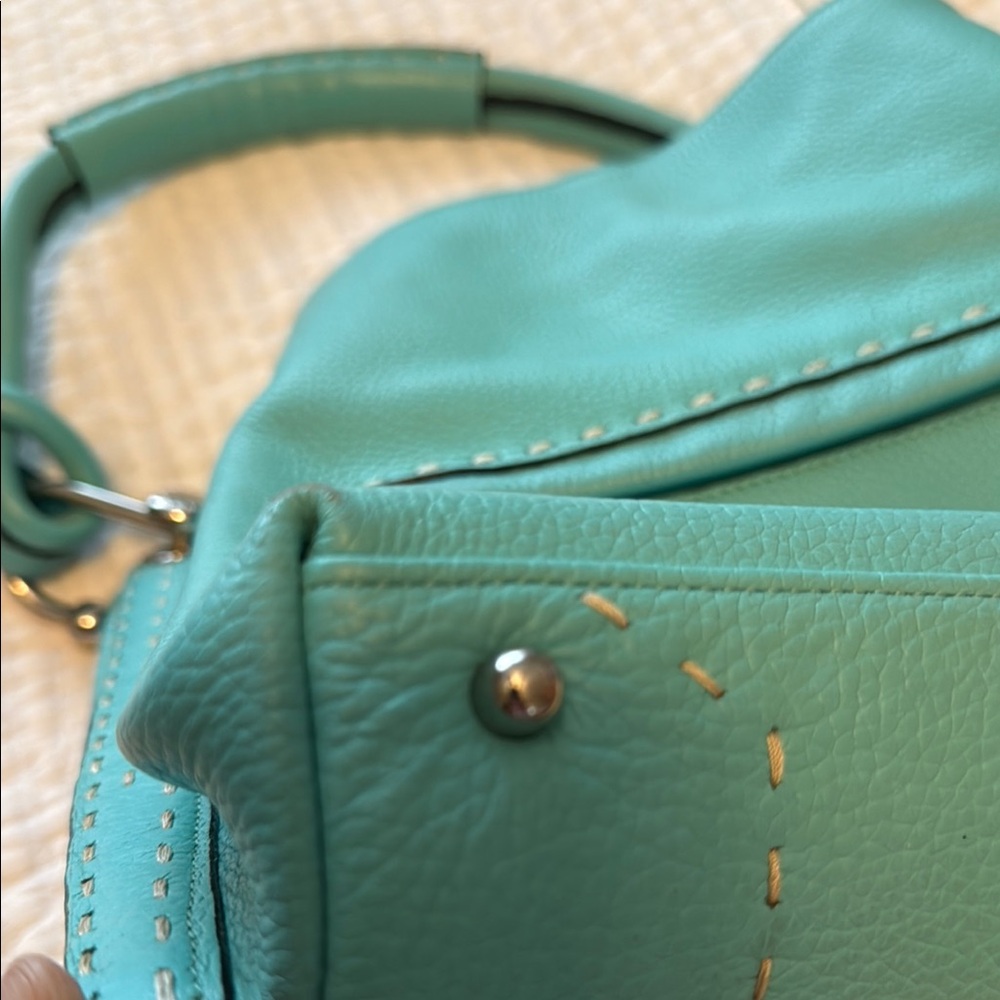 BCBGMaxAzria Turquoise Shoulder Bag with Silver Harware - Picture 9 of 14